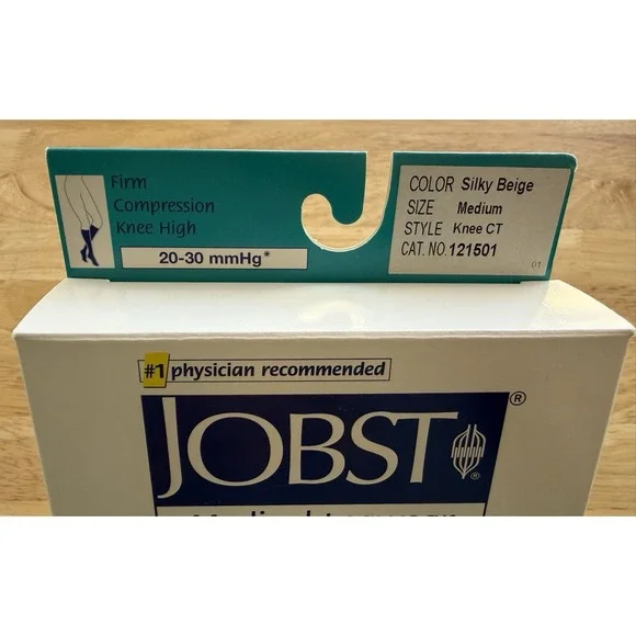 Jobst Firm Compression Knee High MEDIUM Silky Beige 20-30mmHg - 2 Pairs - 121501 - Picture 5 of 6